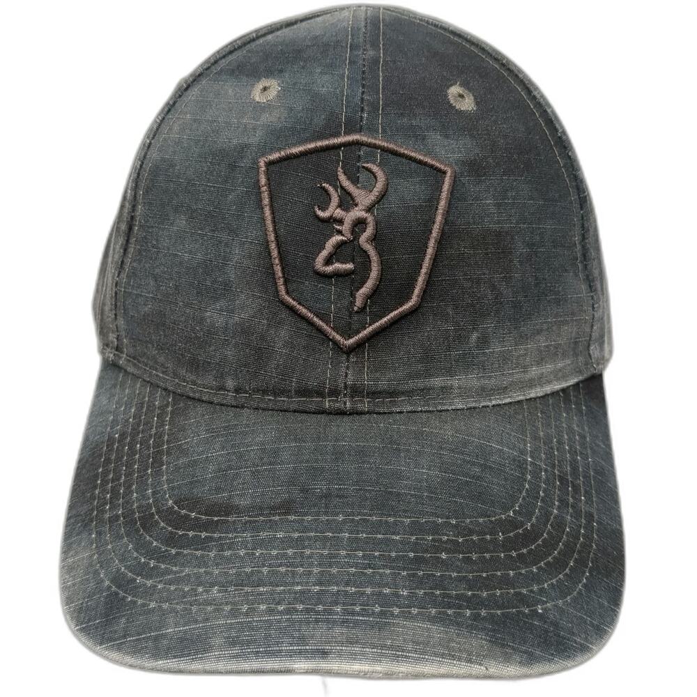 Browning Baseball Cap Gray One Size Strapback Shield Buckmark Embroidered Hat